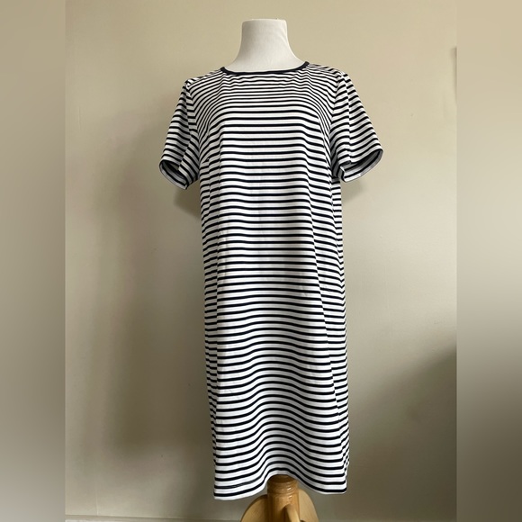 Draper James Sailor Stripe Ponte Shift Dress White & Navy Large - Picture 4 of 10